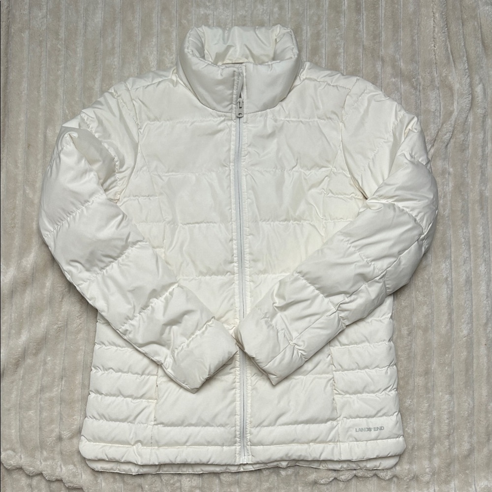 Lands' End Women's Classic White Puffer Jacket